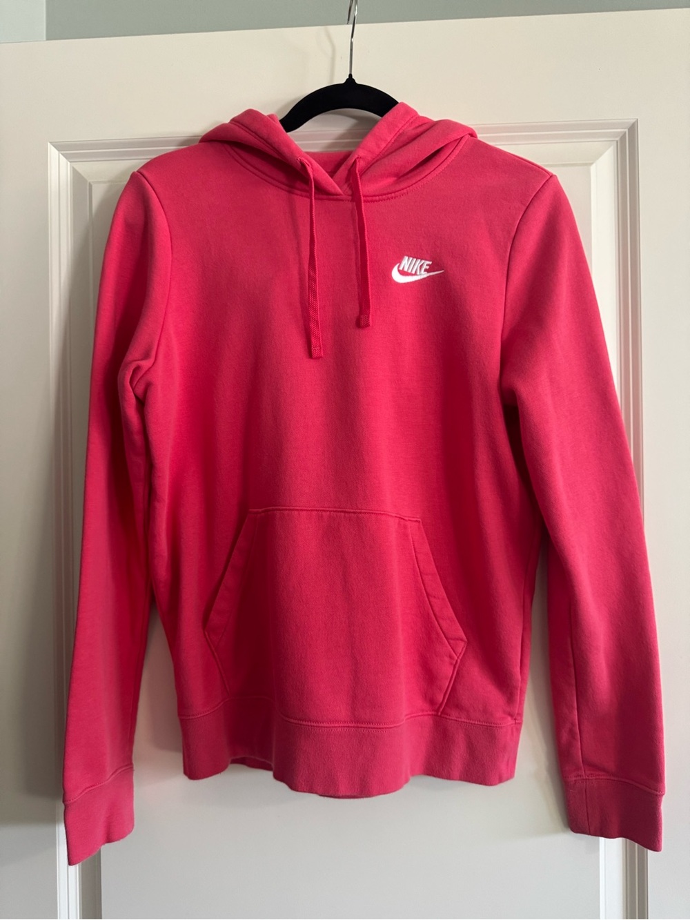 Nike Pink Club Fleece Pullover Hoodie with White Swoosh
